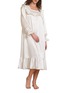 首图 –点击放大 - SILKY MIRACLE - Purity Ruffle Hem Lace Silk Nightgown — Pearl White/Size S