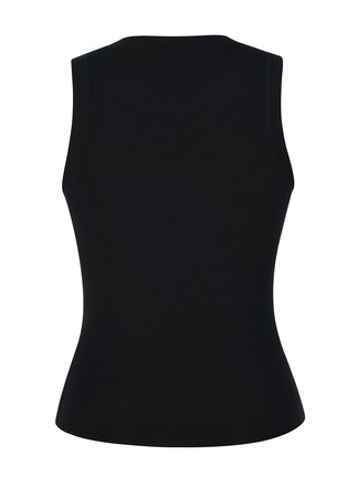 细节 –点击放大 - SILKY MIRACLE - Nude Swarovski Crystal Tank Top — Black/Size S