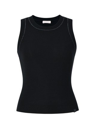 首图 –点击放大 - SILKY MIRACLE - Nude Swarovski Crystal Tank Top — Black/Size S