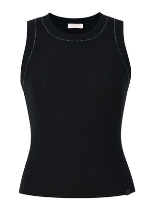 首图 –点击放大 - SILKY MIRACLE - Nude Swarovski Crystal Tank Top — Black/Size M