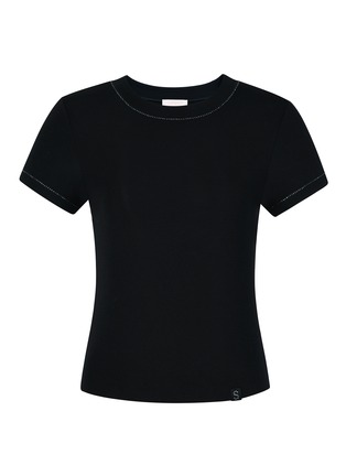 首图 –点击放大 - SILKY MIRACLE - Nude Swarovski Crystal T-Shirt — Black/Size M