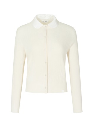 首图 –点击放大 - SILKY MIRACLE - CloudKnit Silk Cashmere Wool Knit Cardigan — Almond White/Size 0