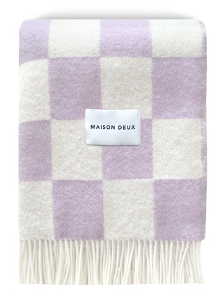 首图 –点击放大 - MAISON DEUX - Checkerboard Blanket — Lilac/White