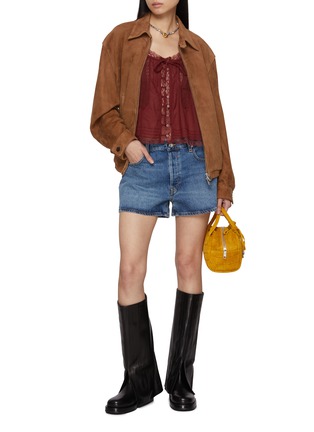 模特儿示范图 - 点击放大 - FREE PEOPLE - Evermore Lace Trim Long Sleeve Top