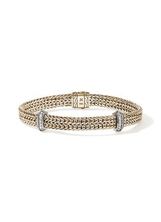 首图 - 点击放大 - JOHN HARDY - Icon Link 14K Gold Diamond Flat Chain Bracelet — Size US