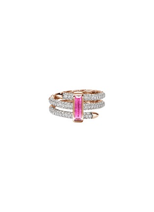 首图 - 点击放大 - JOHN HARDY - Spear 18K Rose Diamond Rubelite Gold Double Coil Ring — Size 8