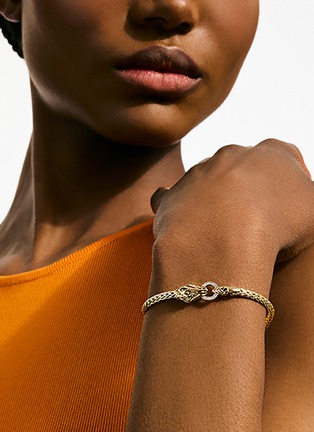  - JOHN HARDY - Legends Naga 14K Gold Diamond Pavé Slim Chain Bracelet — Size US