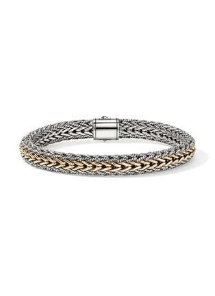 细节 - 点击放大 - JOHN HARDY - Icon 14K Gold Sterling Silver Medium Reversible Twisted Chain Bracelet — UM BG
