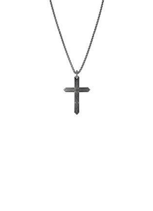 首图 - 点击放大 - JOHN HARDY - Icon 50 Sterling Silver Black Rhodium Cross Pendant Box Chain Necklace — Size 24