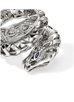 细节 - 点击放大 - JOHN HARDY - Legends Naga Sterling Silver Diamond Pavé Sapphire Double Wrap Ring — Size 7