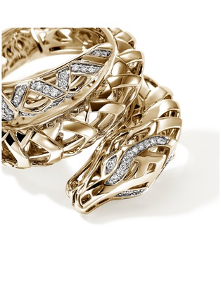 细节 - 点击放大 - JOHN HARDY - Legends Naga 14K Gold Diamond Pavé Sapphire Double Wrap Ring — Size 7