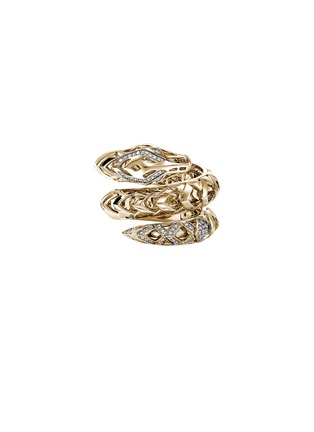 首图 - 点击放大 - JOHN HARDY - Legends Naga 14K Gold Diamond Pavé Sapphire Double Wrap Ring — Size 7