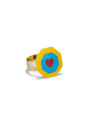细节 –点击放大 - SUMMERILL & BISHOP - Heart Lacquer and Horn Napkin Ring — Yellow