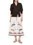模特儿示范图 - 点击放大 - HERNO - Flared Drawstring Waistband Printed Cotton Skirt