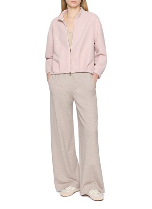 模特儿示范图 - 点击放大 - HERNO - Zip Up Stand Collar Sequin Textured Jacket