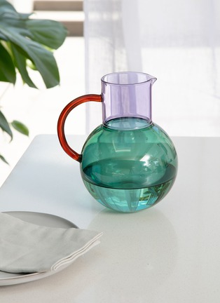 细节 –点击放大 - BLOCK DESIGN - Large Pablo Glass Jug — Teal/Lilac