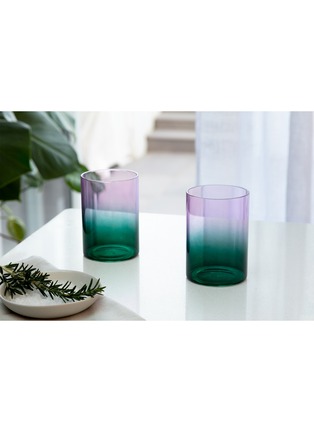 细节 –点击放大 - BLOCK DESIGN - Two Tone Gradient Glasses Set of 2 — Teal/Lilac