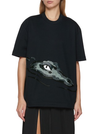首图 - 点击放大 - LACOSTE - Beaded Crocodile Cotton T-Shirt