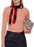 模特儿示范图 - 点击放大 - LA FETICHE - Quentin Striped Wool Knit Skinny Scarf