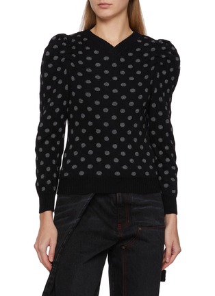 首图 - 点击放大 - LA FETICHE - Hana Reversible Spot V-Neck Wool Knit Sweater