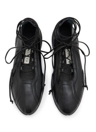 细节 - 点击放大 - MIISTA - Averie Lace Up Leather Flat Ballerinas