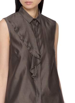  - PESERICO - Draped Front Sheer Back Top