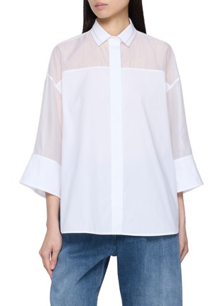首图 - 点击放大 - PESERICO - Sheer Back Dropped Sleeve Shirt