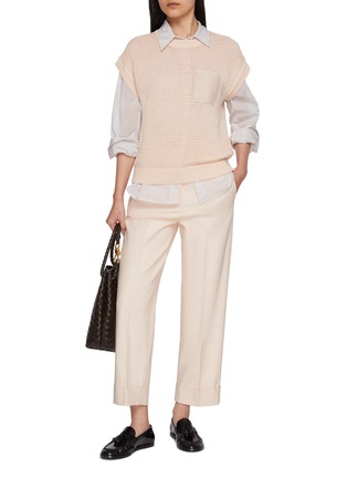 模特儿示范图 - 点击放大 - PESERICO - Kimono Shoulder Knit Top