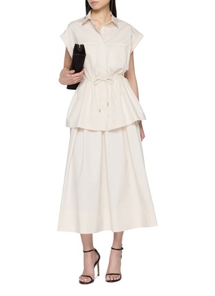 模特儿示范图 - 点击放大 - PESERICO - Drawstring Waist Cap Sleeve Shirt