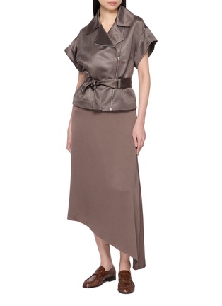 模特儿示范图 - 点击放大 - PESERICO - Flowy Asymmetric Midi Skirt