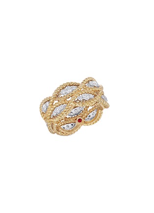首图 - 点击放大 - ROBERTO COIN - New Barocco 18K White Gold Diamond Ruby Ring — EU 53
