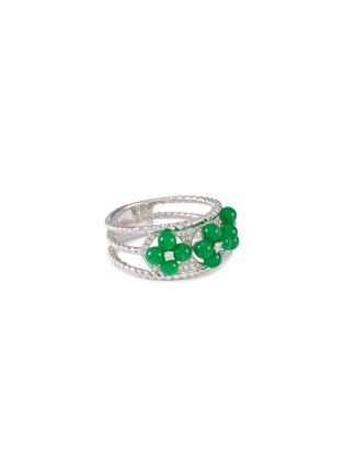 首图 - 点击放大 - SAMUEL KUNG - 18K White Gold Jadeite Bead Diamond Ring — US 6.5