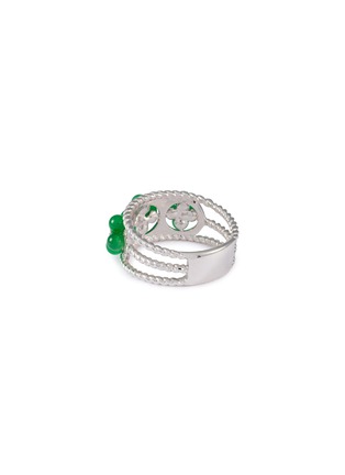 模特儿示范图 - 点击放大 - SAMUEL KUNG - 18K White Gold Jadeite Bead Diamond Ring — US 6.5