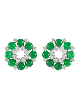 首图 - 点击放大 - SAMUEL KUNG - 18K White Gold Jadeite Bead Diamond Earrings