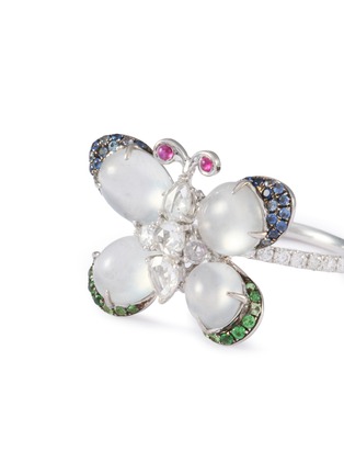 细节 - 点击放大 - SAMUEL KUNG - 18K White Gold Jade Diamond Sapphire Ruby Garnet Ring