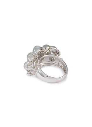 模特儿示范图 - 点击放大 - SAMUEL KUNG - 18K White Gold Jade Diamond Ring — US 6.5