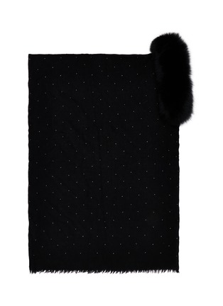 细节 - 点击放大 - LANE’S - Embellished Fur Collar Wool Cashmere Shawl