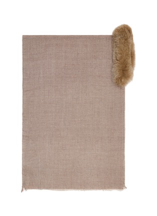 细节 - 点击放大 - LANE’S - Embellished Fur Collar Wool Cashmere Shawl