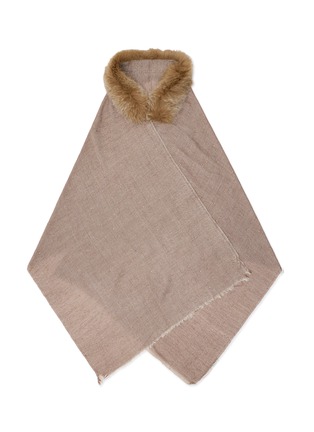 首图 - 点击放大 - LANE’S - Embellished Fur Collar Wool Cashmere Shawl