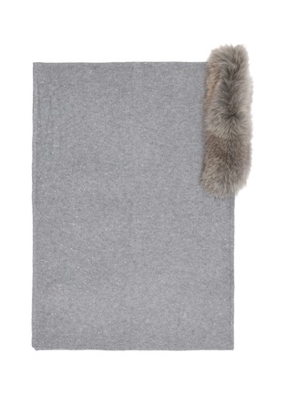 细节 - 点击放大 - LANE’S - Embellished Fur Collar Wool Cashmere Shawl