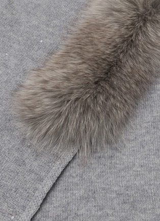 细节 - 点击放大 - LANE’S - Embellished Fur Collar Wool Cashmere Shawl