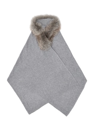 首图 - 点击放大 - LANE’S - Embellished Fur Collar Wool Cashmere Shawl