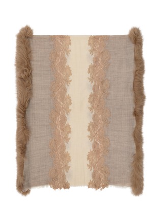 首图 - 点击放大 - LANE’S - Lace Panel Fur Collar Wool Cashmere Shawl