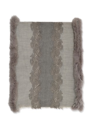 首图 - 点击放大 - LANE’S - Lace Panel Fur Collar Wool Cashmere Shawl