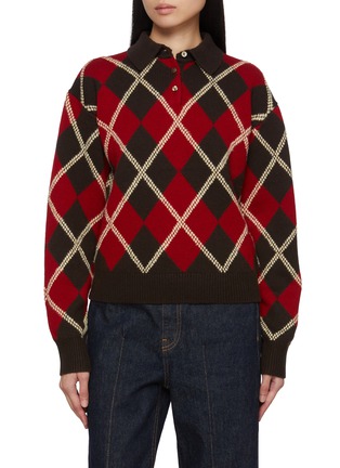 首图 - 点击放大 - GUEST IN RESIDENCE - Collegiate Long Sleeve Argyle Knit Polo Shirt