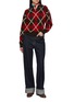 模特儿示范图 - 点击放大 - GUEST IN RESIDENCE - Collegiate Long Sleeve Argyle Knit Polo Shirt