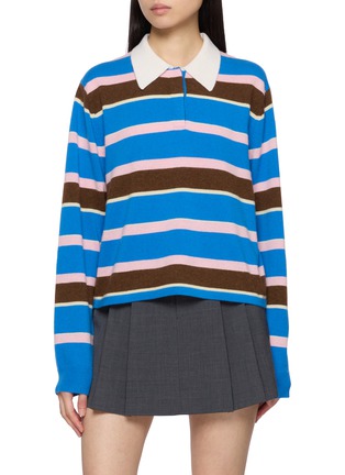 首图 - 点击放大 - GUEST IN RESIDENCE - Cropped Striped Knit Cashmere Rugby Sweatshirt