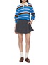模特儿示范图 - 点击放大 - GUEST IN RESIDENCE - Cropped Striped Knit Cashmere Rugby Sweatshirt