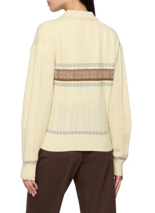 背面 - 点击放大 - GUEST IN RESIDENCE - Long Sleeve Cable Collegiate Cashmere Wool Knit Polo Shirt