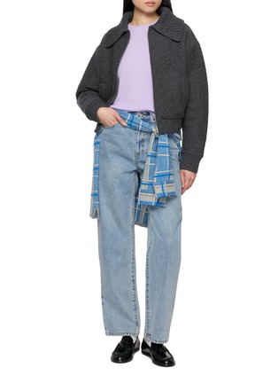 模特儿示范图 - 点击放大 - GUEST IN RESIDENCE - Cross Country Cashmere Wool Knit Bomber Jacket